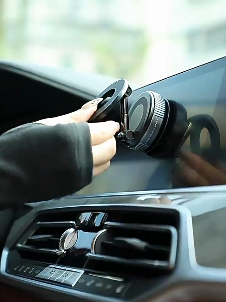 Car Phone Magnetic Stand Mechanical Vacuum Suction Cup Rotate 360° Magnetic Adsorption Bracket Navigation Universal Holder