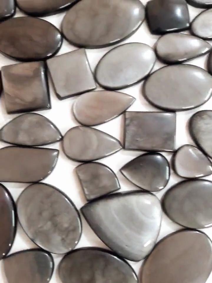 Natural Silver Obsidian Loose Cabochon Gemstone, Loose Polish Mix Shape With All Size Gemstone Lot, Gemstone Lot.