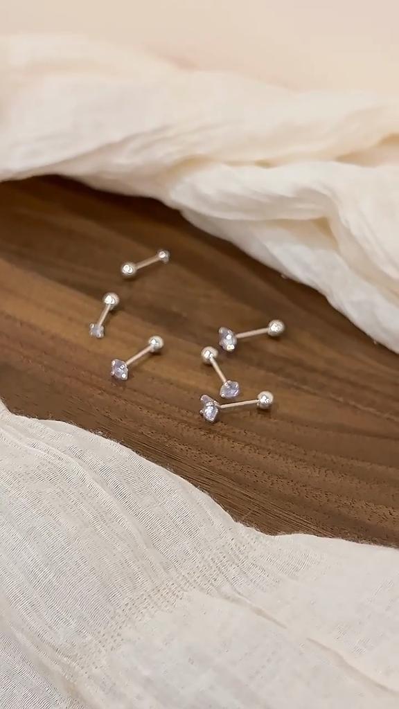 Elegant Screw-Back Stud Earrings Sparkling Zircon Diamond Accents Hypoallergenic Gift Jewelry Dainty Ear Piercing Accessories Women Gift