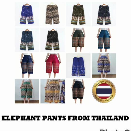 Long Loose Leg Elephant Pants Adjustable Elastic Waistband Strap Women Men Unisex Print Thailand Casual Streetwear Beach Summer Bohemian Retro Vintage