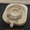 Stainless Steel Heart Bear Diy Charm Bracelet With Zirconia For Gift And Fashion Accessory