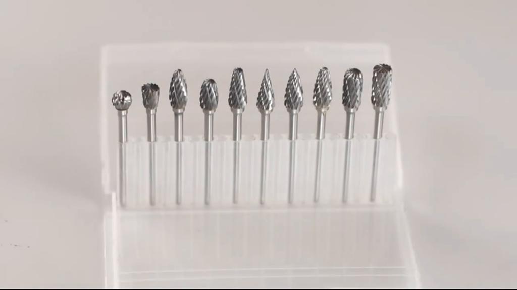 Double Cut Carbide Rotary Burr Set - 10 Pcs 1/8" Shank, 1/4" Head Length Tungsten Steel for Woodworking,Drilling, Metal Carving, Engraving, Polishing