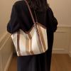 Women's Contrast Shoulder Canvas Bag Large Capacity Tote Bag