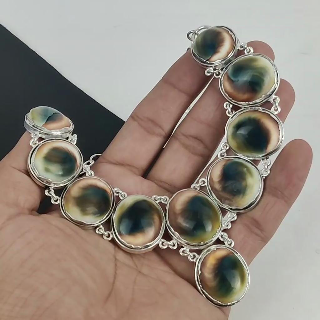 Natural Shiva Eye Gemstone Handmade 925 Sterling Silver Electroform Necklace, Shiva Eye  Silver For Wife Unisex Necklace, Party Wear Gift Mom