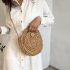 Round Straw Crossbody Bag Handmade Woven Shoulder Bag For Women Summer Beach Bag Bohemia Travel Small Handbag and Purse