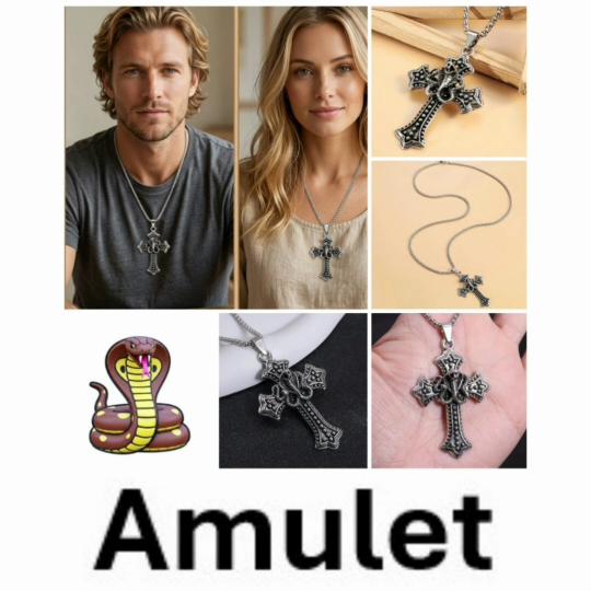 Vintage Cross Jesus God Christian Cobra Snake Pendant Necklace Chain Unisex Men Women Fashion Gothic Amulet Talisman Jewelry Party Gift