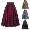 Women's Autumn and Winter Fashionable High Waist Plaid Large Swing Skirt with Elastic Waist A-line Skirt