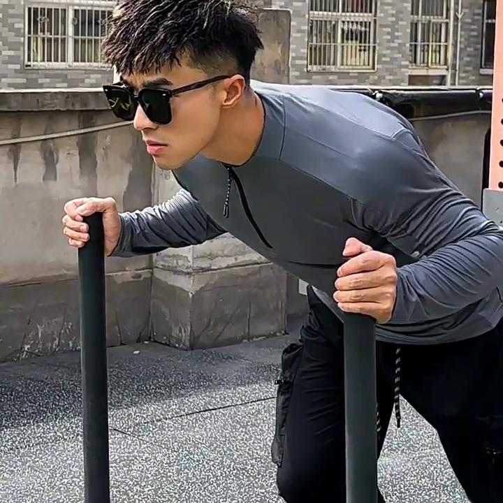 Men’s Long Sleeve Breathable Sports T-shirt Running Cycling Athletic Training Basketball Crew Neck Zipper Top