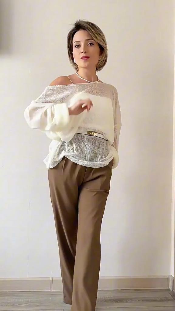 New Hollowed Out Sweater for Women, Soft and Loose Knitted Long Sleeved Cover