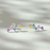WOSTU 925 Sterling Silver Lovely Rainbow Candy Color Heart Stud Earrings Women Multi Color S925 Earring Girl Party Birthday Gift