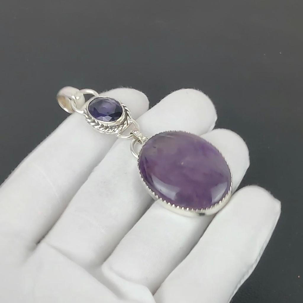 Amethyst Pendant, 925 Sterling Silver Handmade Jewelry, Amethyst Silver Pendant, Party Wear Jewelry For Women's, Pendant Valentine's Day Gift