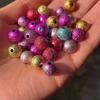 Handmade Mixed Color Plated Stardust Plastic Round Ball Spacer Wrinkle Beads for Jewelry Making DIY Bracelet Charms Findings Supplies