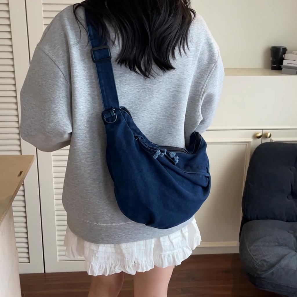 Denim Bag Large Capacity Hobo Bag Women's Lightweight Crossbody Bag Shoulder Bag