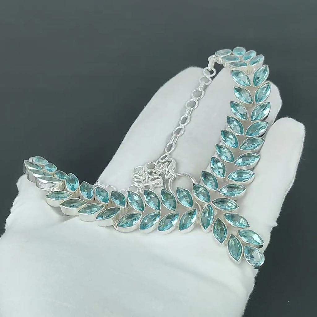 Collana Pesante Acquamarina, Collana in Argento Sterling 925, Collana Designer Acquamarina, Collana Fatta a Mano, Gioiello Regalo San Valentino