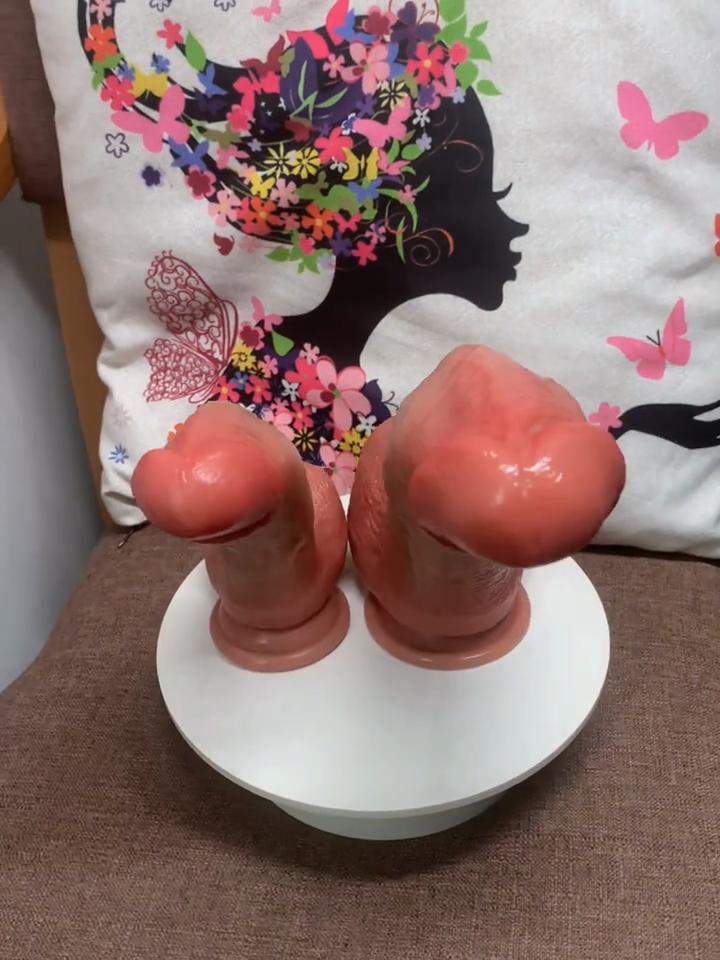 Simulated XL Curved Dildo – Dual Density Silicone, Thick Belly Design, Suction Cup, for Men and Women