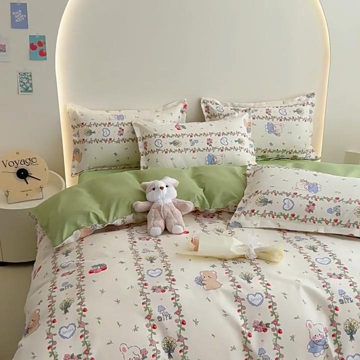 Skin-friendly Cotton Four-piece Dormitory Three-piece Bed Sheet Quilt Cover Bedding