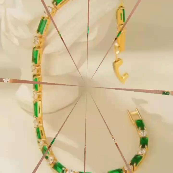 Rectangular Green Bracelet, Vintage Style, Niche and Exquisite Women's Bracelet