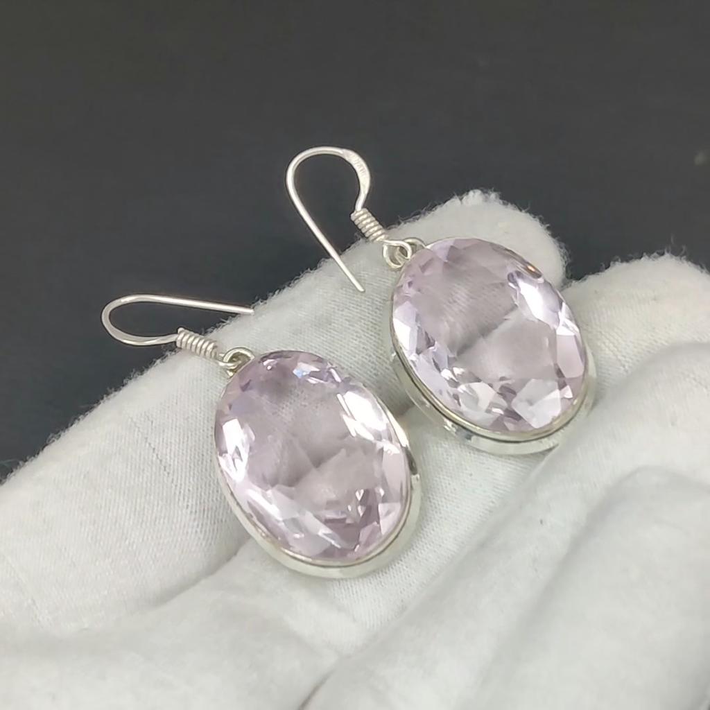 Amazing Pink Kunzite Gemstone Earrings, 925 Sterling Silver Earring, Handmade Boho Silver Jewelry Dangle Earrings, Wadding Gifts