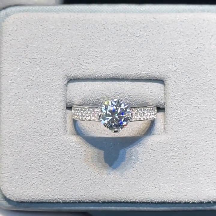 Vinregem Classic 100% 925 Sterling Silver Round Cut 7MM 1.25CT 3EX VVS1 D Color Real Moissanite Diamonds Ring 2Pcs Wedding Engagement Jewelry