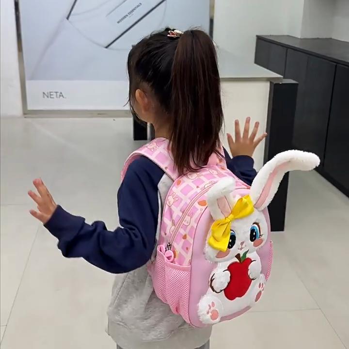 Plush Cartoon Animal Backpack For Kids With Breathable Air Cushion Straps For Kindergarten Kids