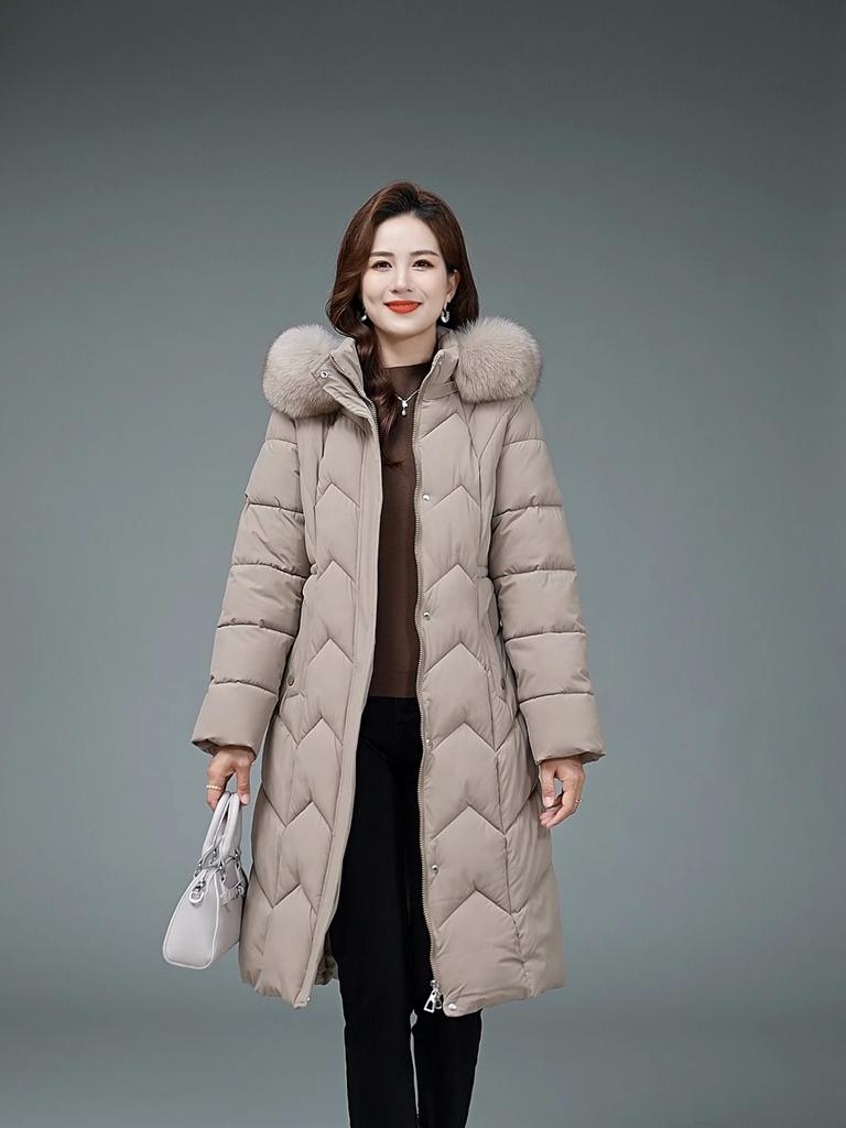 Mote Vinterjakker Dame Lange Parkaser Hette Fuskepelskrage Tykke Varm Fritids Midaldrende Kvinners Kåper