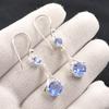 Tanzanite Gemstone 925 Sterling Silver Jewelry Zircon Earrings 1.84" For Party CZE-9-12