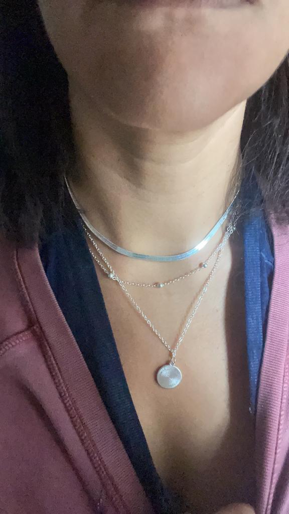 Collana A Strati Donna In Argento 925 Con Ciondolo A Cerchio – Ipoallergenica, Gioiello Multifila - 4