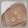 White Synthetic Zircon Geometric Jewelry Sets Earrings Necklace for Women