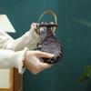 Round Toe Open Back Sandals for Women Chunky Heel Leather Summer Footwear with PU Insole