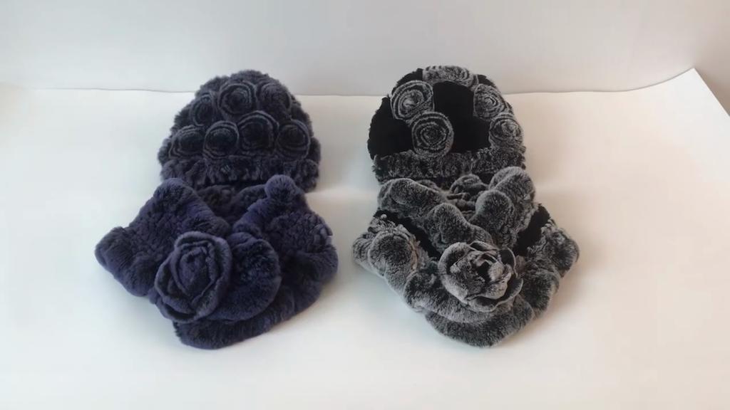 New Women Winter Fur Hat Scarf Sets Natural Warm Real Rex Rabbit Fur Cap Scarves Lady Knitted Warm Genuine Fur Hats Muffler