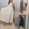 Elegant Fall Maxi Dress With Pleated Design For Womens Office Wear