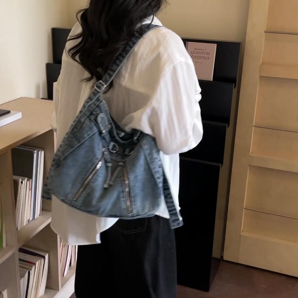 Borsa Tote in Denim da Donna Borsa Grande Capacità Borsa a Spalla Borsa a Tracolla
