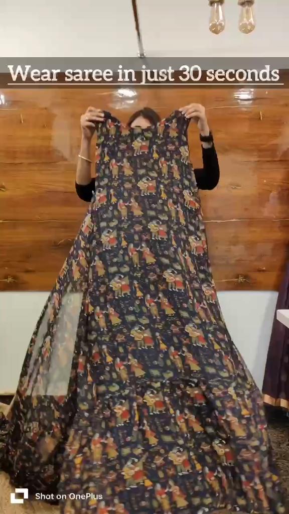 Presenting A New Trending Printed Gown Saree
