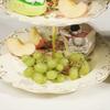 3-Tier Ceramic Dessert Stand with Metal Frame-European Style Buffet Display for Cakes, Fruits,Tea Party Wedding Table Decor