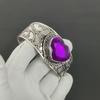 Amethyst Herz Edelstein Armband, Verstellbares Armband, 925 Sterling Silber Schmuck, Verlobungsgeschenk, Amethyst Armband Wadding Geschenk
