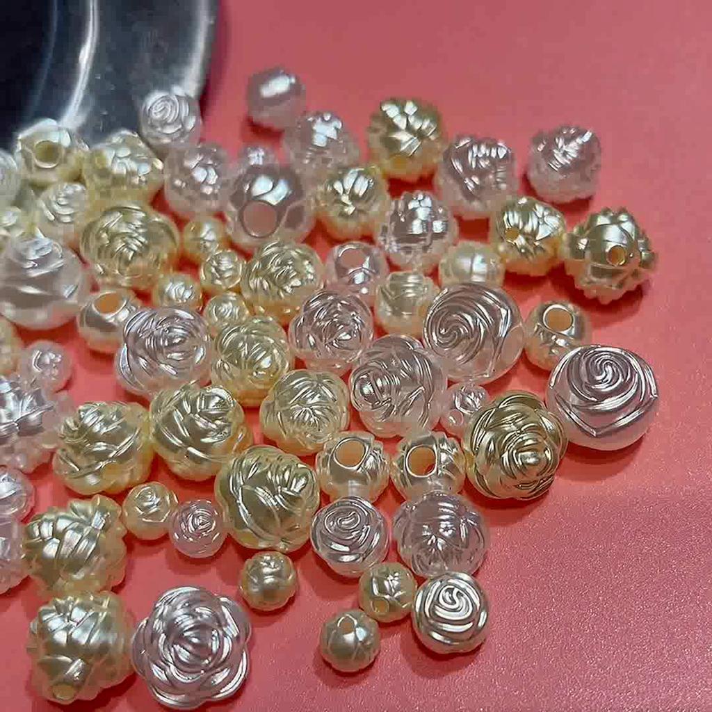 Acrylic Beads ABS Imitation Pearl Bead Korean Rose Appearance DIY Spacer Beads Making Bracelet Necklace Charms