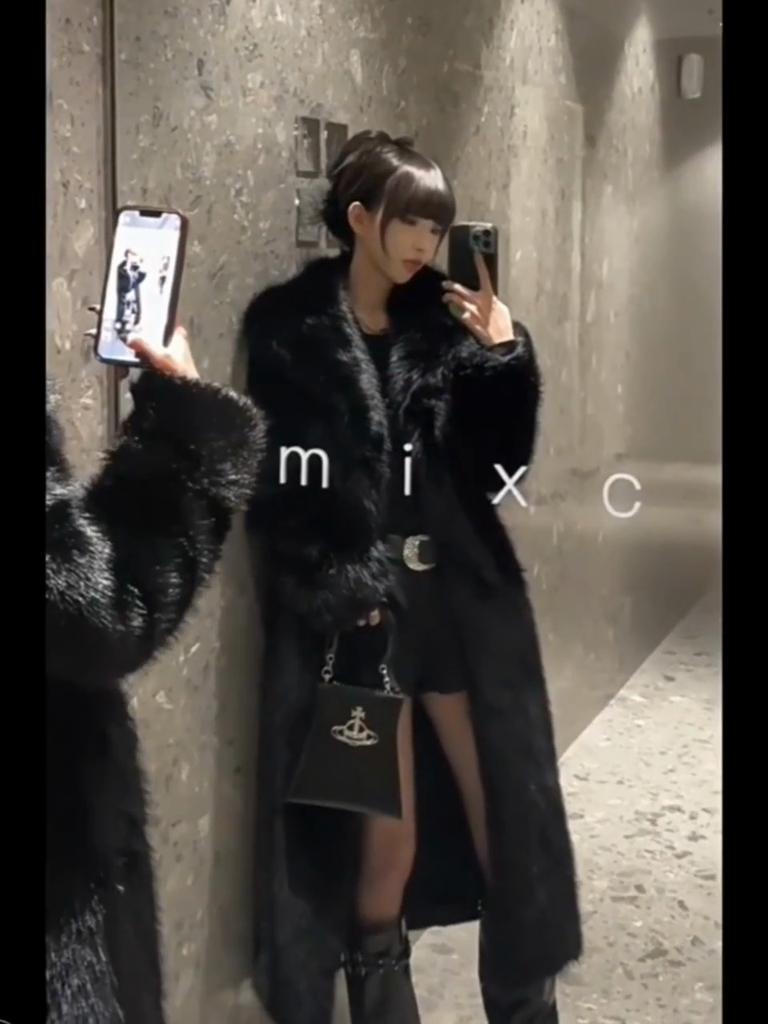 Winter New Arrival: Faux Fox Fur Black Long Coat - Thickened Women's Fashion Outerwear