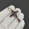 Dainty Smoky Topaz Gemstone Silver Cross Pendant In 925 Sterling Silver- Handmade Design, Everyday Wear Jewelry, Unique Pendant Mother's Day Gift