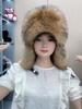 New Winter Men's 100% Real Silver Fox Fur Bomber Hat Raccoon Fur Ushanka Cap Trapper Russian Man Ski Hats Caps Real Leather