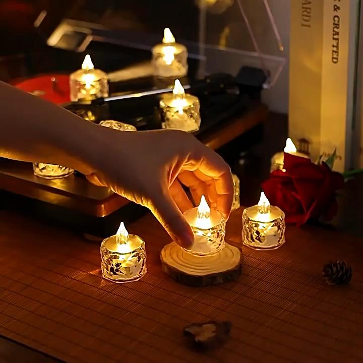 3PCS LED Crystal Flameless Candle Light LED Electronic Candle Light Night Lamp Dating Party Holiday Home Wedding Christmas Decoration