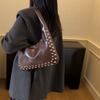Sac Hobo en Cuir pour Femme Sac à Bandoulière Riveté avec Détail Nœud