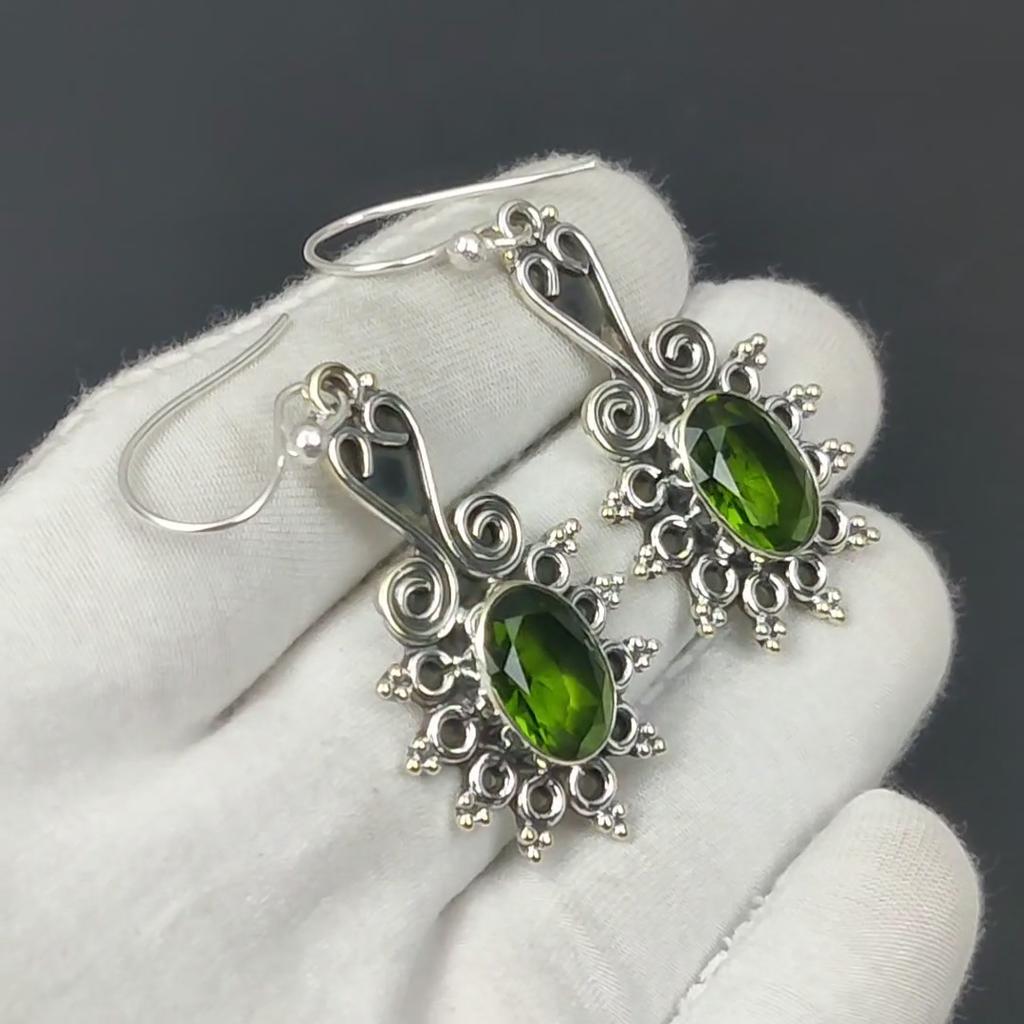 Peridot Gemstone Earring, Peridot Oval Gemstone Earring 925 Sterling Silver Earring, Peridot Birthstone Earring, Women's Earring Gifts