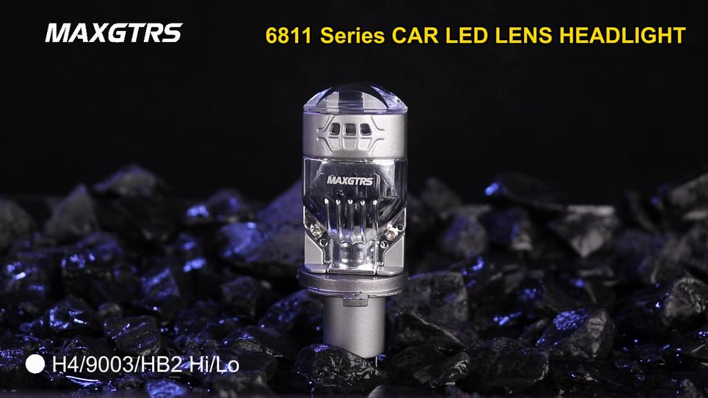 MAXGTRS Dual Lens H4 LED Headlight Mini Projector Lens HBS 9003 Auto Beam Light 50W 11000LM