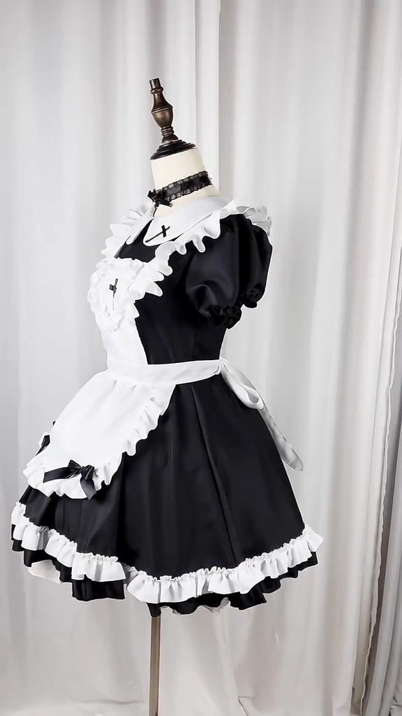 Lolita Dress Roztomilý růžový volánkový outfit pro služebnou Japonku Cosplay Sexy kostýmy Denní zástěra Jednotná sukně Set Kawaii Dress