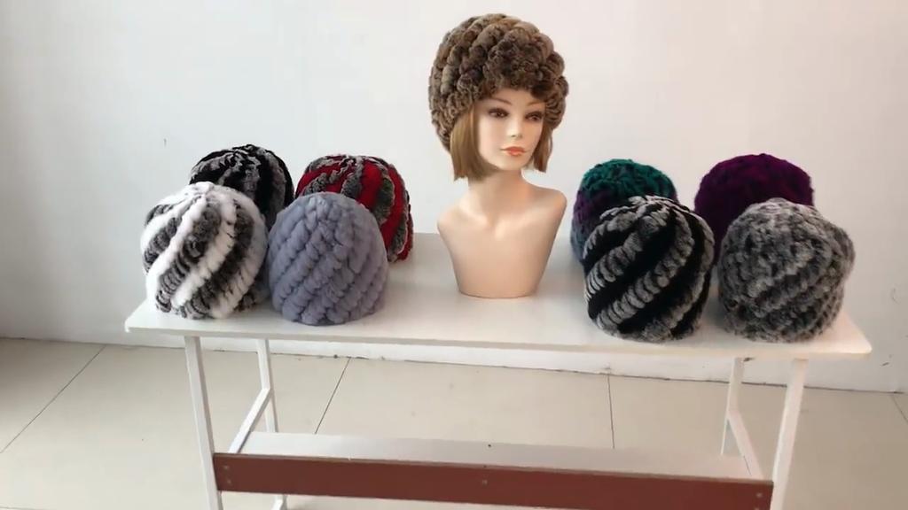 Hot Sale Russian Lady Natural Real Rex Rabbit Fur Hats Women Knitted Outdoor Rex Rabbit Fur Hat New Warm Real Fur Caps