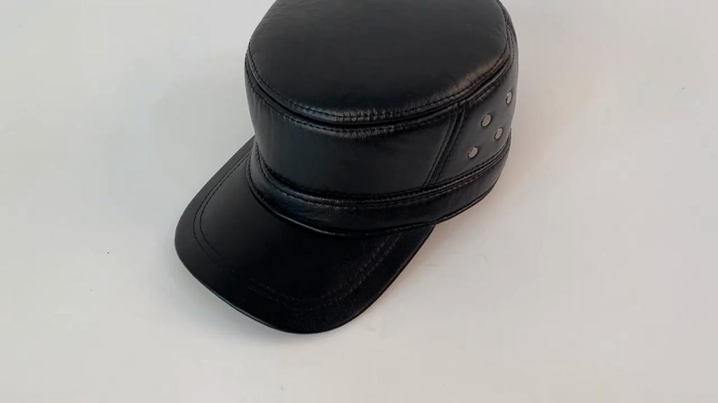 Male Genuine Cowhide Lerther Hats Men Autumn Winter Real Cowhide Lerther Hat Outdoor Keep Warm Natural Cow Leather Cap