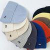 SOMALER Women's Autumn Winter Angora Knit Beanie Hat with Folded Cuff & Metal Badge Fashion Warm Cap 54-58cm