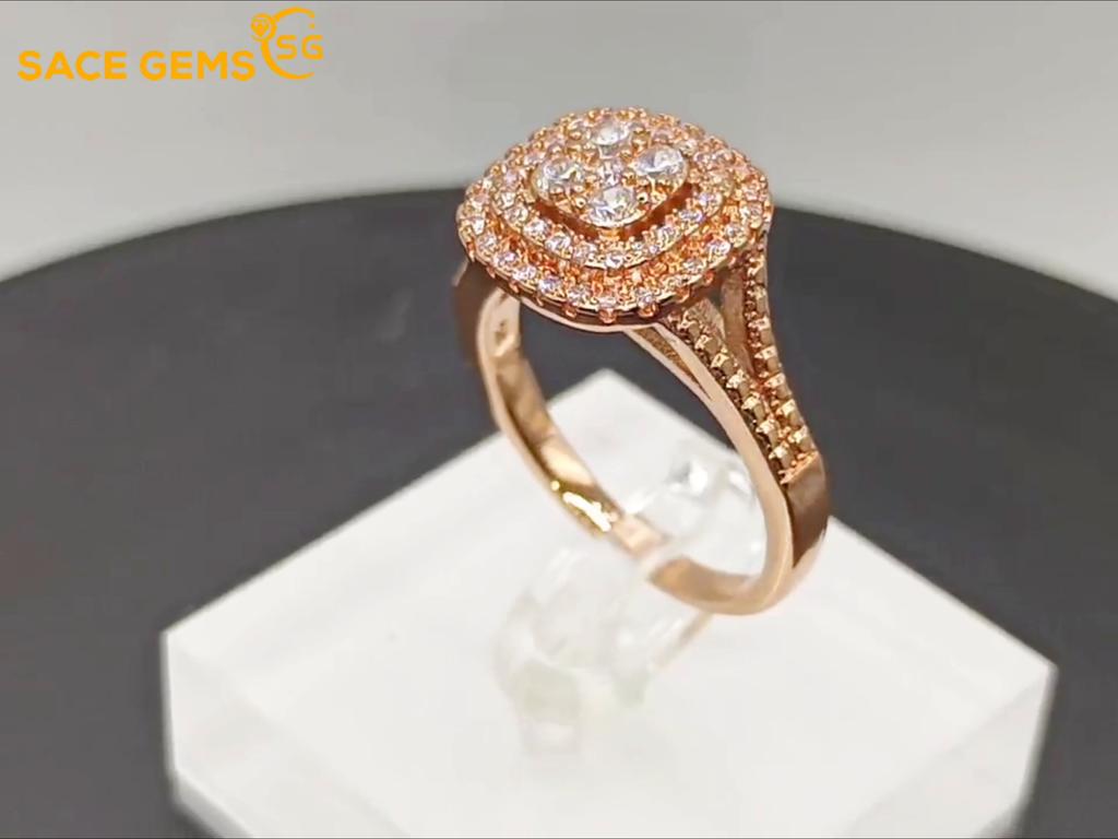 Sace Gems Klasický zirkonový prsten ze slitiny mědi, dámské šperky, svatební dárek pro párty