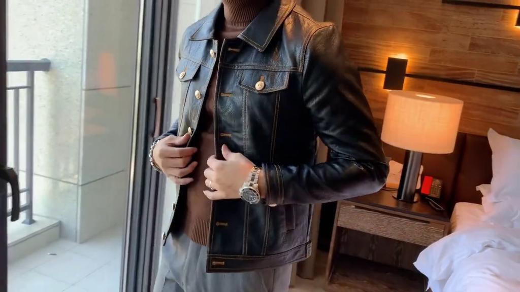 High Quality Autumn Winter Business Korean Clothes Slim Fit Single Breasted Motorcycle PU Leather Jacket For Men Clothing 2022 Coats