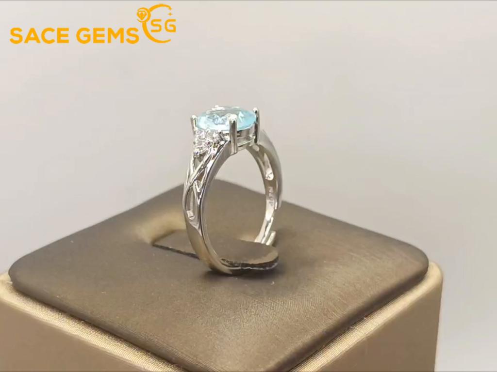 SACE GEMS Classic Copper Alloy Blue Zircon Ring Ladies Jewelry Wedding Promise Party Gift